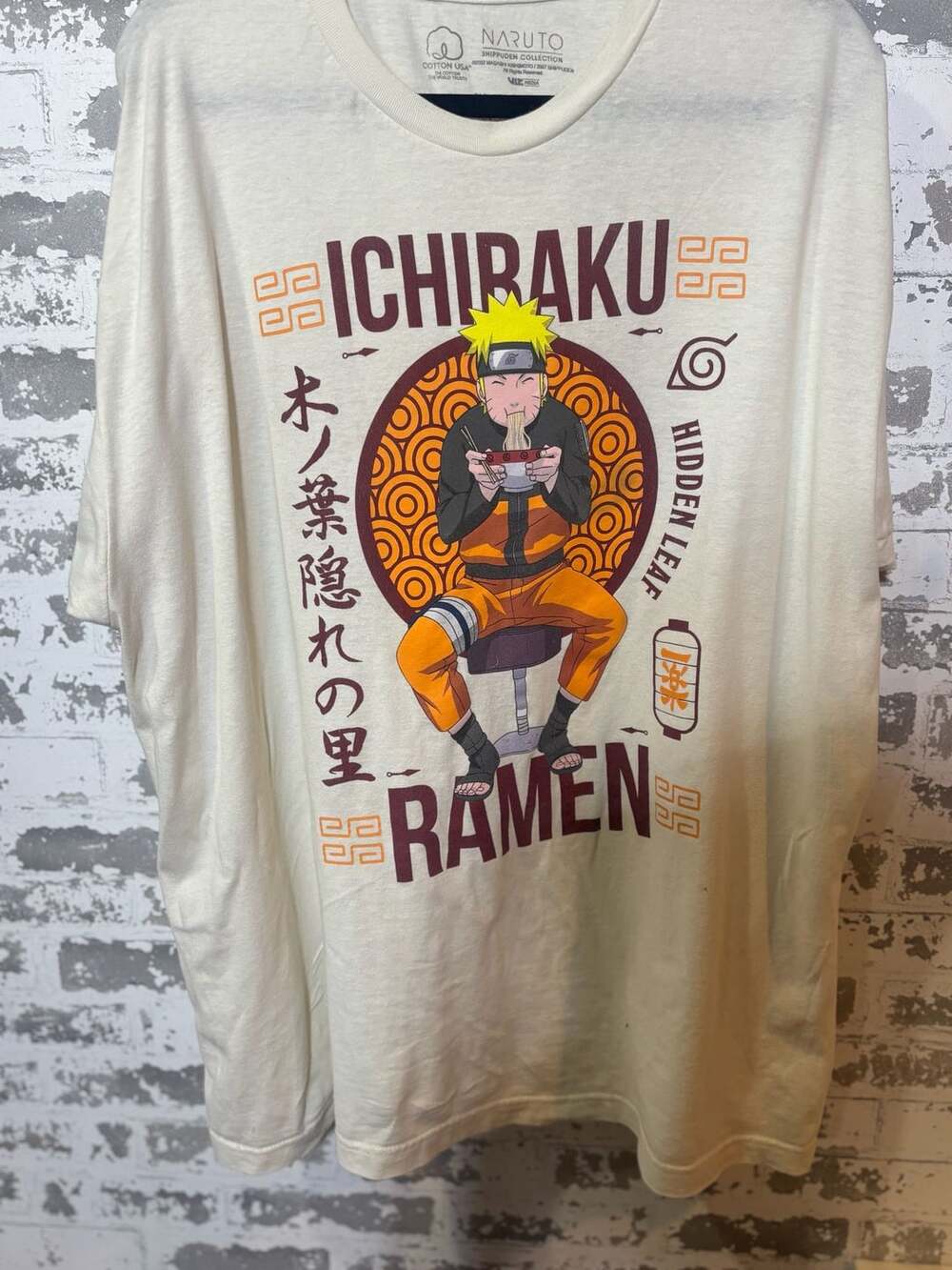 Naruto Ichiraku Ramen T-Shirt Size 2XL Off White Anime Tee